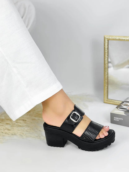 Sandalia Sueca Glamure Chic Plataformas Estilo 100% cuero