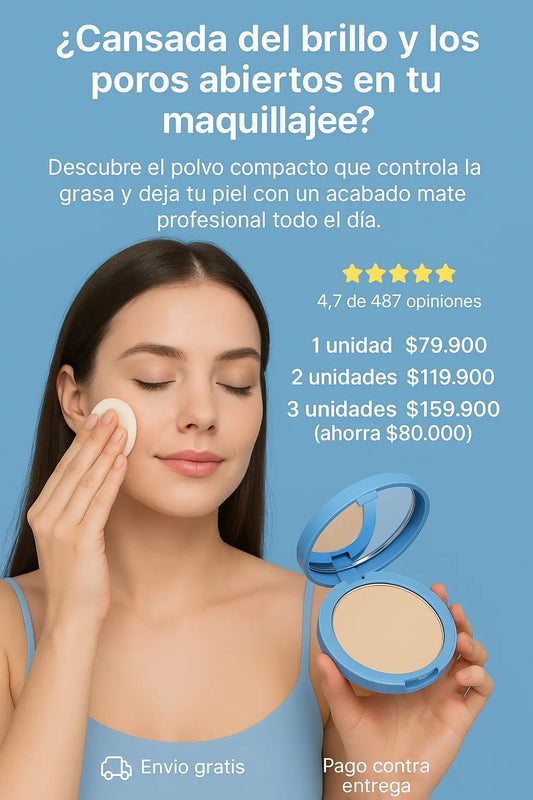 Polvo compacto facial con colágeno KAILINYA – Oil Control & Matte Flawless🌟