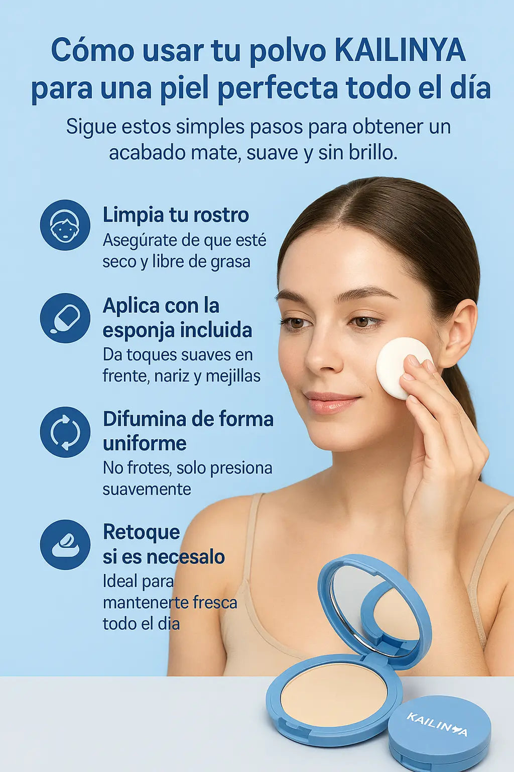 💖KAILINYA – Polvo compacto con colágeno de larga duración