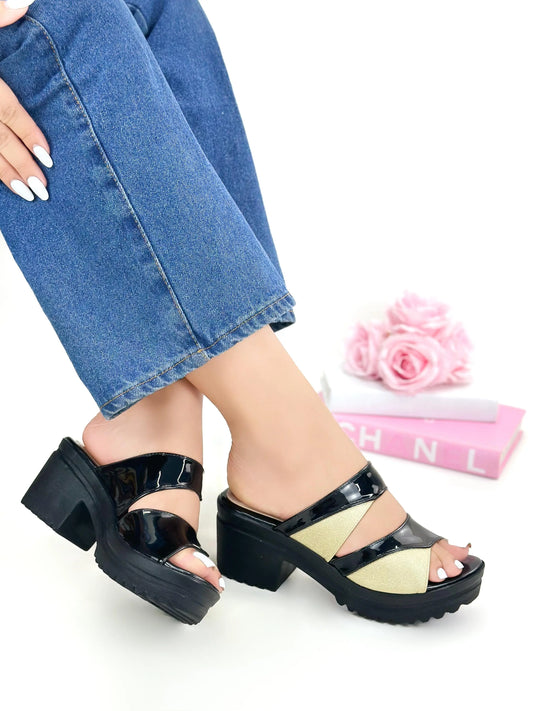 Sandalias Plataforma Liviana – Brillo de Oro ✨